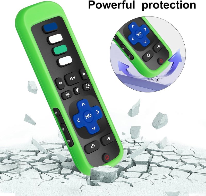 Acoyer (Pack of 2) Remote Cover Case for Roku TV Remote Control/Silicone Protective Sleeve Skin - Glow in The Dark (Green/Blue) - Image 5